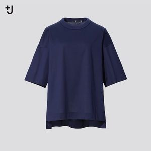 Uniqlo +J Supima Cotton Oversized Half-Sleeve T-Shirt in Navy